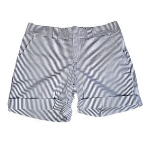 Tommy Hilfiger Chino Shorts Size 6 Striped Blue White Pockets Stretch Nautical